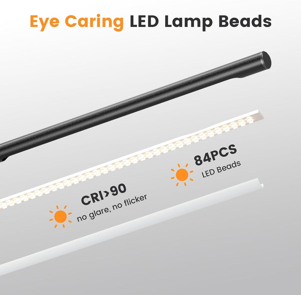 sibrille metal led desk lamp, 16" dimmable desk, side view