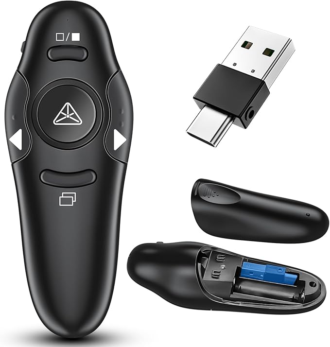 2-in-1 USB Type C Presentation Clicker Wireless Presenter Remote by Kammkonb