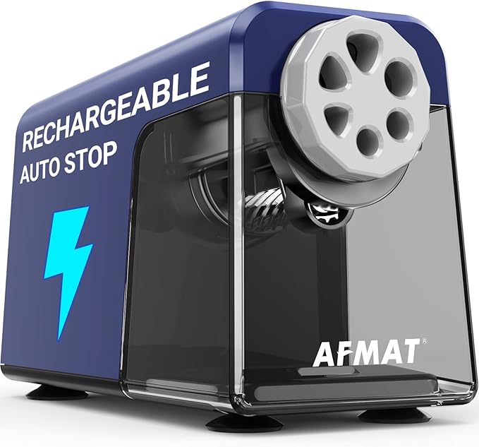 AFMAT 6-Hole Electric Pencil Sharpener, Cordless & Rechargeable, Pencil by AFMAT