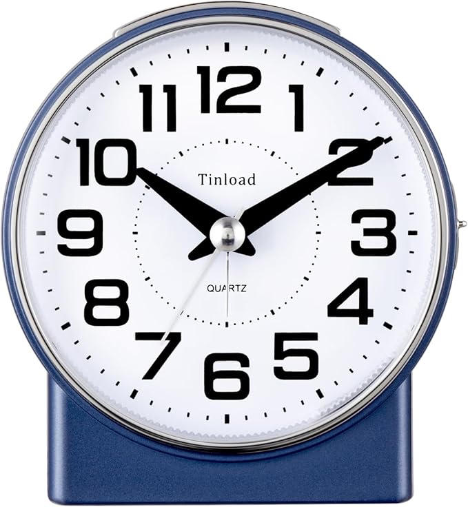 Tinload 4.3" No Ticking Analog Alarm Clock, Silent Readable by Tinload