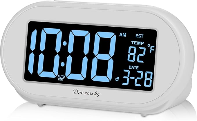 DreamSky Alarm Clocks for Bedrooms, Auto Set Digital Desk Clock for Bedside by DreamSky