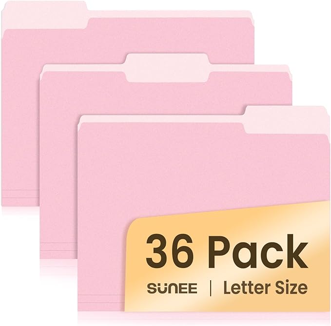 SUNEE File Folders, 36 Pack Manilla Folders 8.5 x 11, Colored File Folders Home by SUNEE