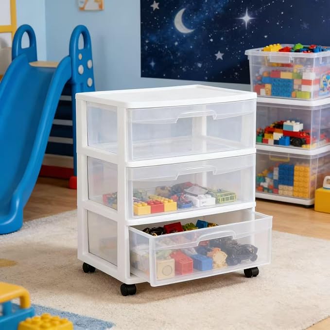 Wide 3 Drawer Cart White - Image 2