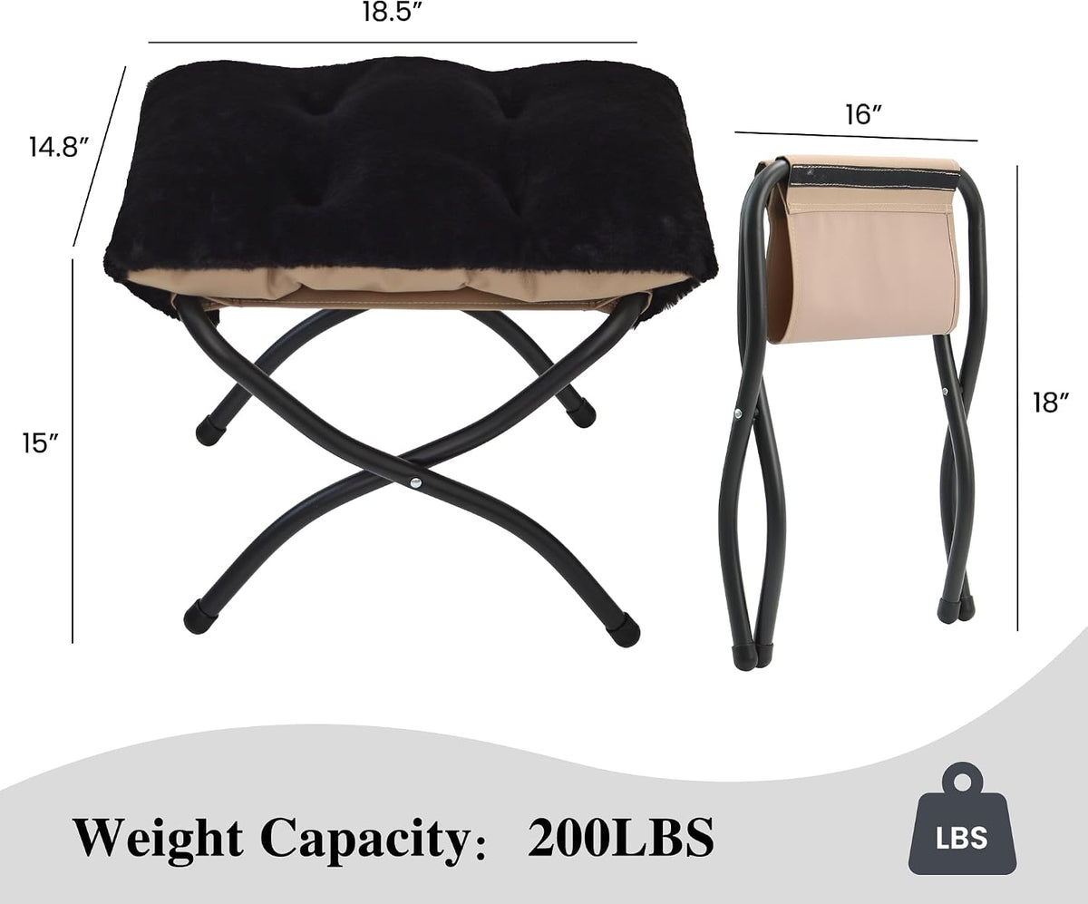 15"(H) Folding Ottoman, Foldable Footrest Stool, Portable Small Foot Sto...