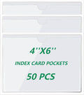 zandfelo 50 Pack 4'' x 6'' Clear Adhesive Index Card Pockets, PVC Labels Holders by zandfelo