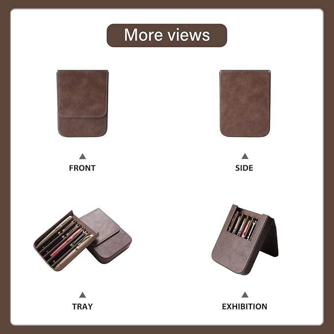 MIVLXLX Leather 6 Fountain Pen/Pencil Tray Case, Magnetic Closure - Image 5