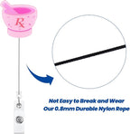 Funny Pink RX Nurse Badge Reel, Cute Pharmacy Tech Mortar and Pestle - Image 5