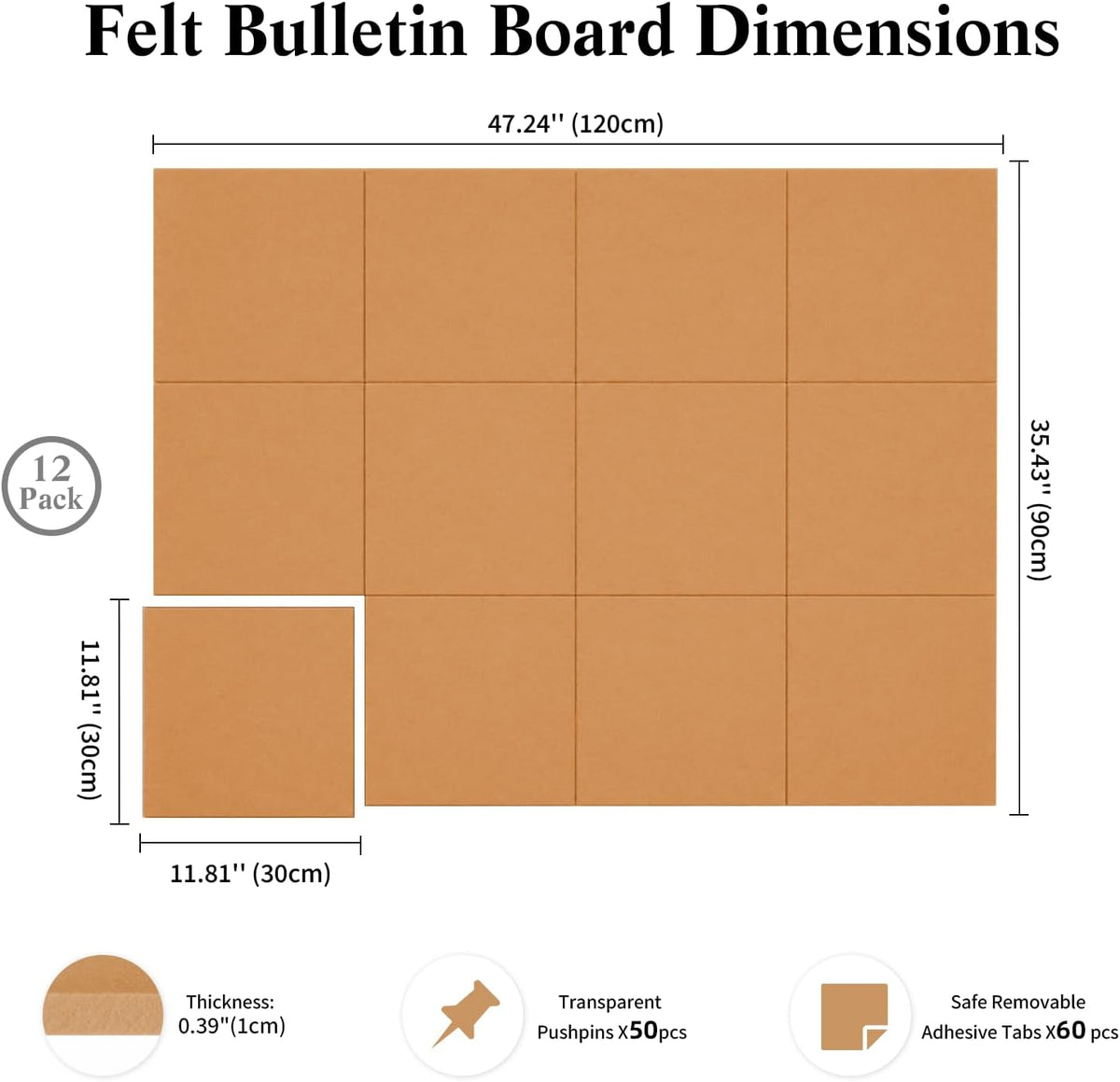 48" x 36" Decorative Bulletin Boards, Large Cork Board Alternative ...