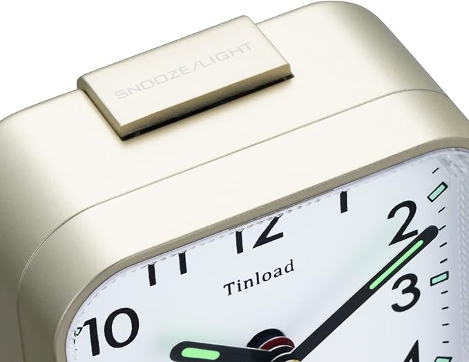 Tinload Small Battery Operated Analog Travel Alarm Clock Silent Non Ticking - Image 4