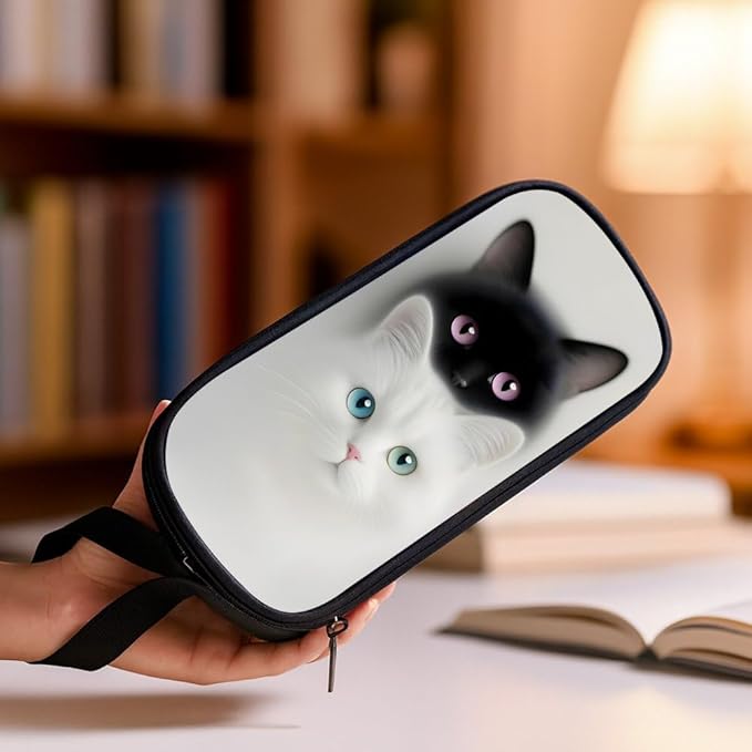 HiGaits Pencil Case for Boys, Durable Pen Box Twin Cats - Image 6