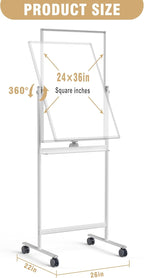 Rolling Whiteboard/w Height Adjustable, Mifuro 24 X 36 Large Portable Dry Erase - Image 5