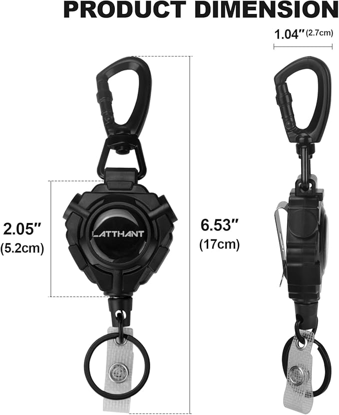 LATTHANT Badge Holder Retractable Clip, Heavy Duty Retractable Keychain - Image 6