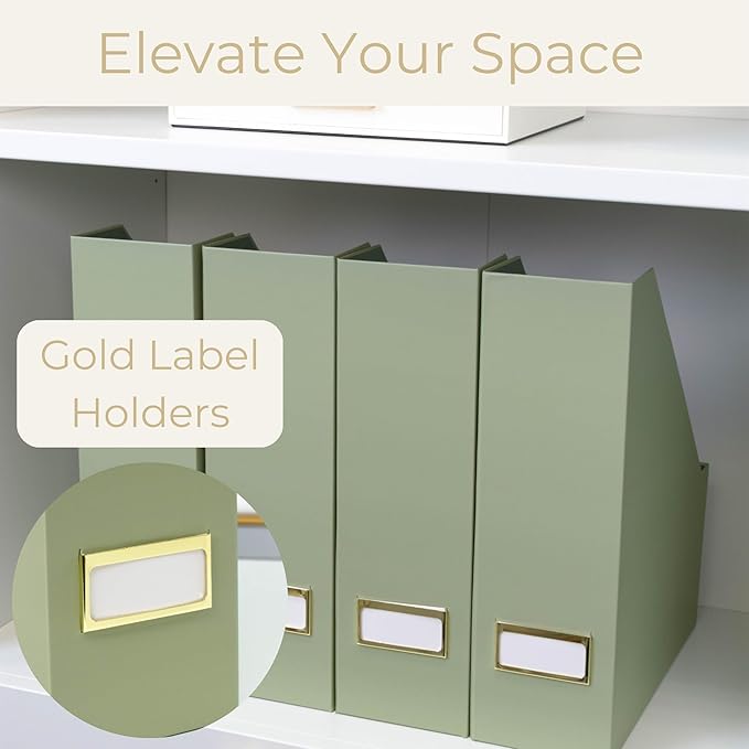 BLU MONACO | Set of 6 Foldable Magazine File Holders in Earth Green | - Image 4