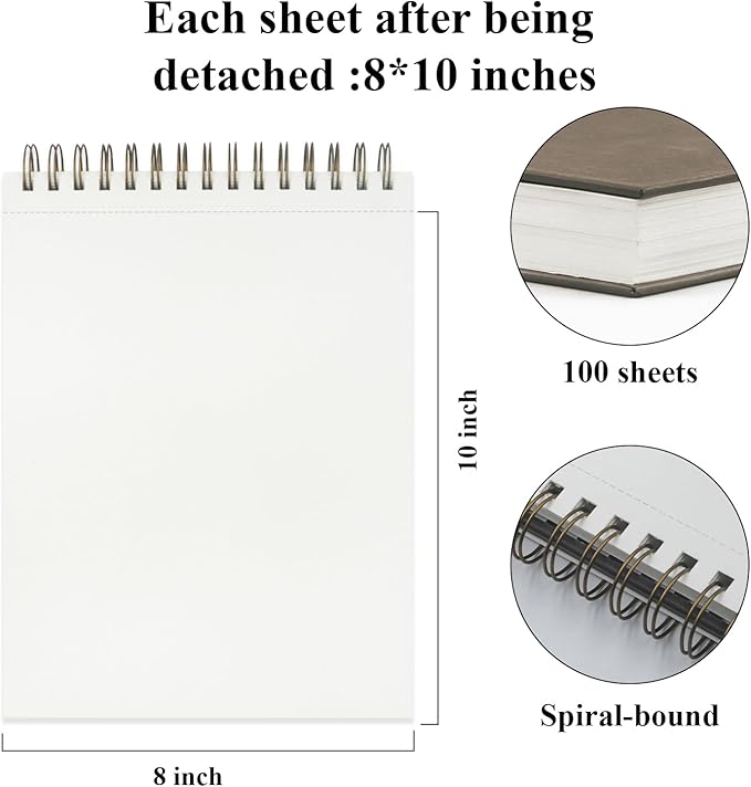 8" x 10" Sketch Book, 100 Sheets Hardcover Sketchbook, 68 lb/100gsm Drawing - Image 2