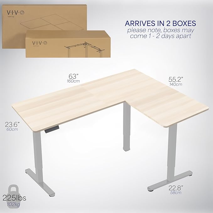 VIVO Electric Corner 63 x 55 inch L-Shaped Standing Desk, Memory Height - Image 6