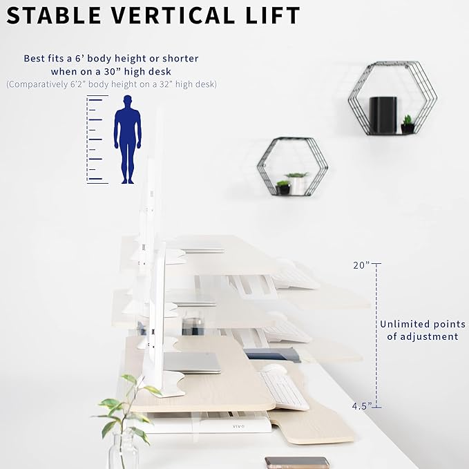 VIVO 42 inch Desk Converter, K Series, Height Adjustable Sit to Stand Riser - Image 4