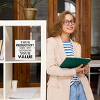 Your Productivity Does Not Determine Value Sign, Wooden Block Sign 5x5x1 INCH - Image 7