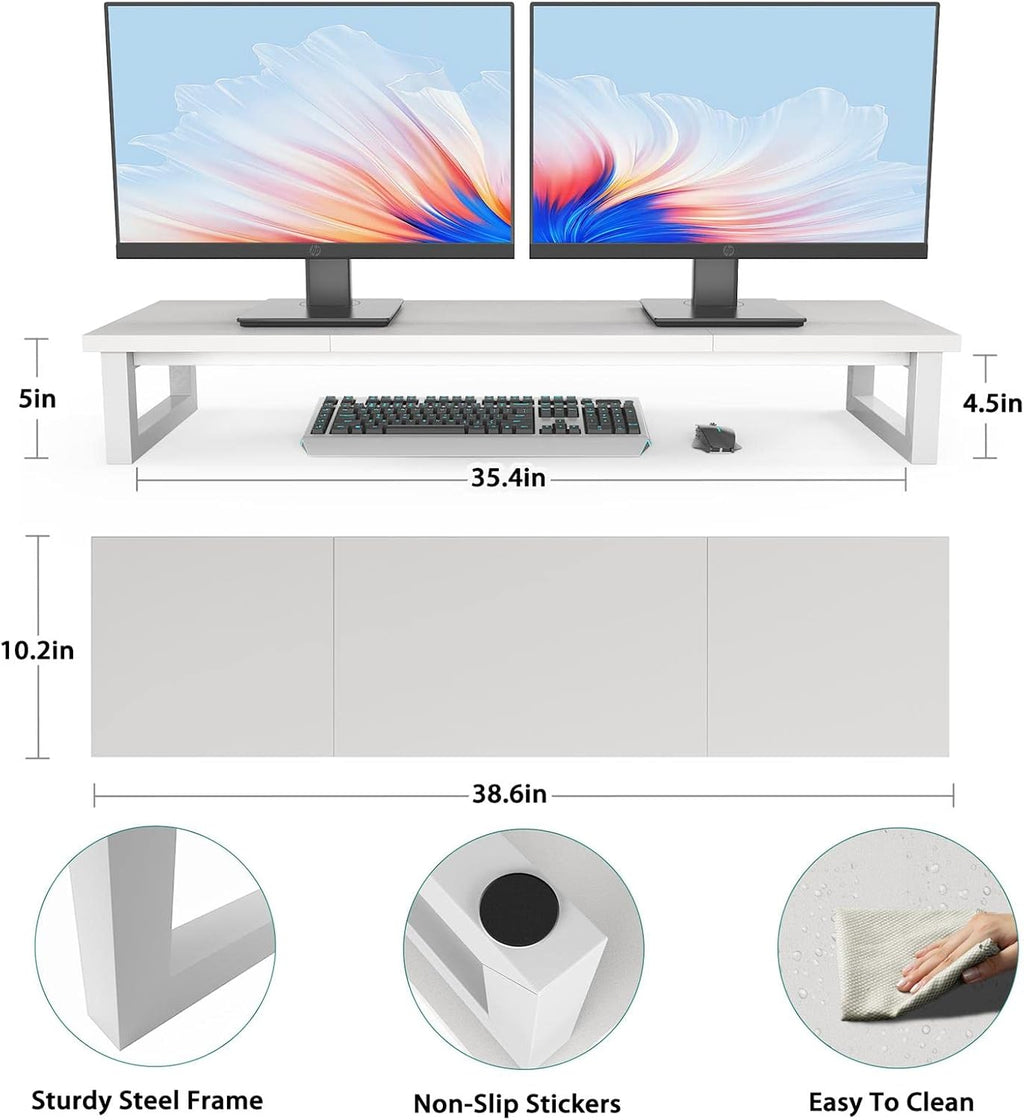 yaohuoo dual monitor stand riser, 39inch large monitor on a desk or shelf