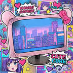 Monfurise 1 Pcs Cute Cat Ear Computer Monitor Cover, Kawaii Pink Dustproof - Image 2