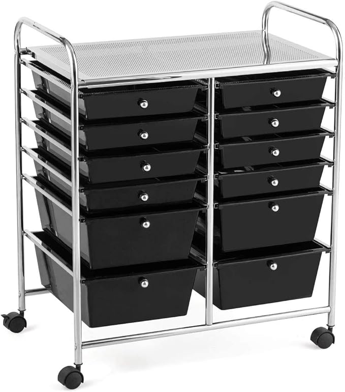 Giantex 12 Drawer Rolling Storage Cart Tools Scrapbook Paper Office School - Image 9