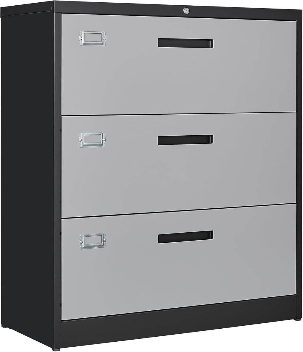 Letaya File Cabinet with Lock-Lateral 3 Drawer Metal Filing