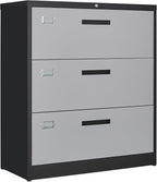 Letaya File Cabinet with Lock-Lateral 3 Drawer Metal Filing