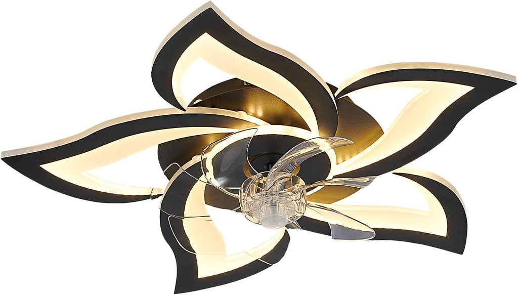 dalouguan 24" black flower ceiling fan with lights, view 9
