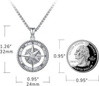Compass Necklace for Women Men 925 Sterling Silver Pendant Urn Necklaces for - Image 2