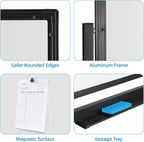 VOWNER Double-Sided Magnetic Whiteboard, Reversible Rolling White Board - Image 6