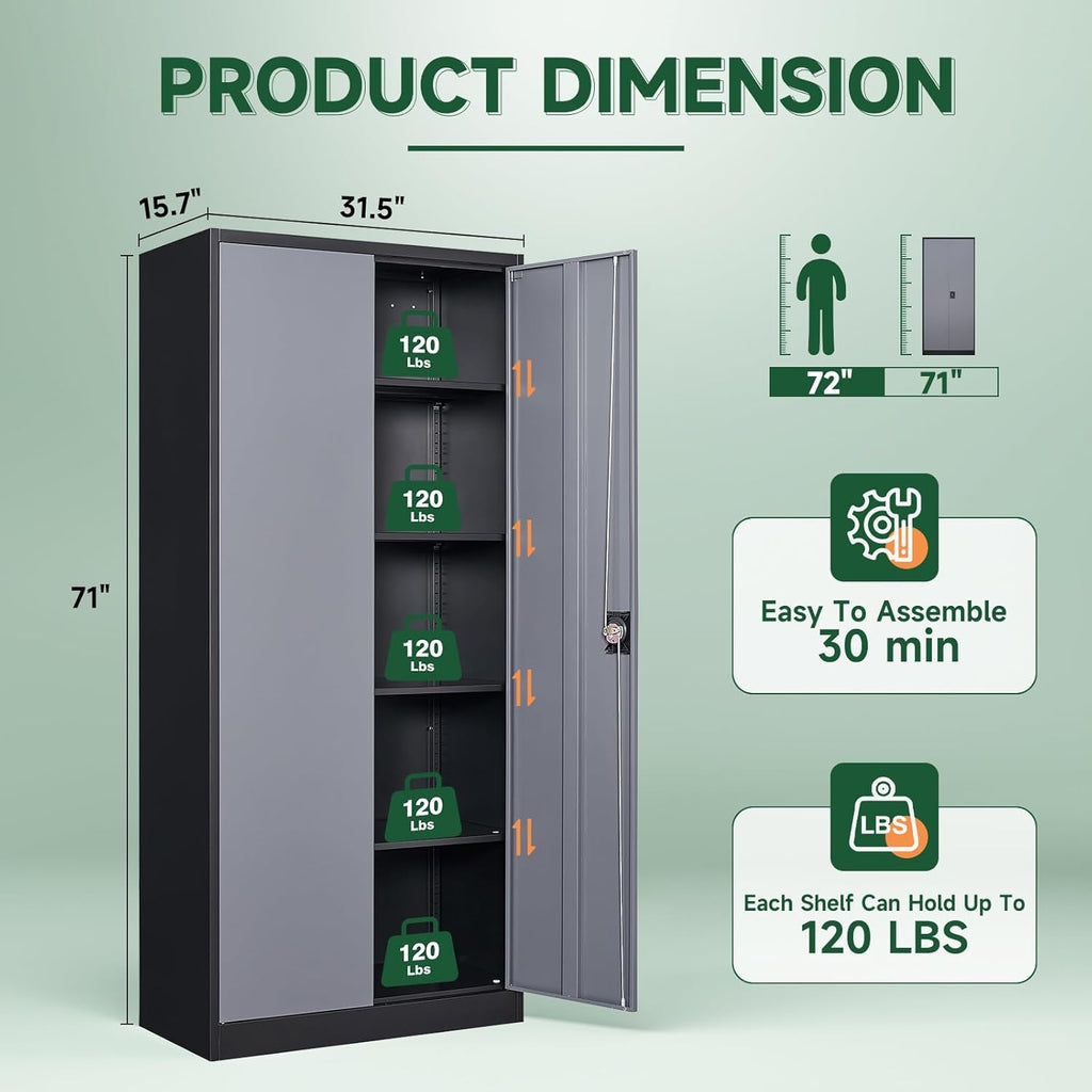letaya metal garage storage cabinets with lock door, close-up detail