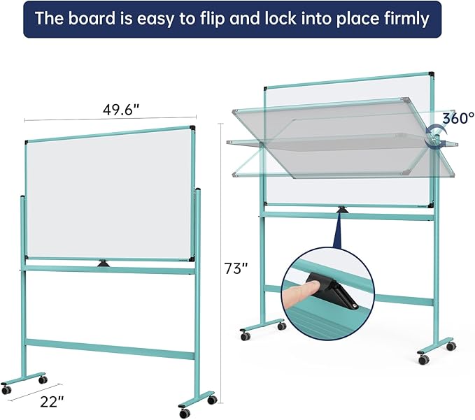 Large Dry-Erase Rolling Magnetic Whiteboard - Image 2