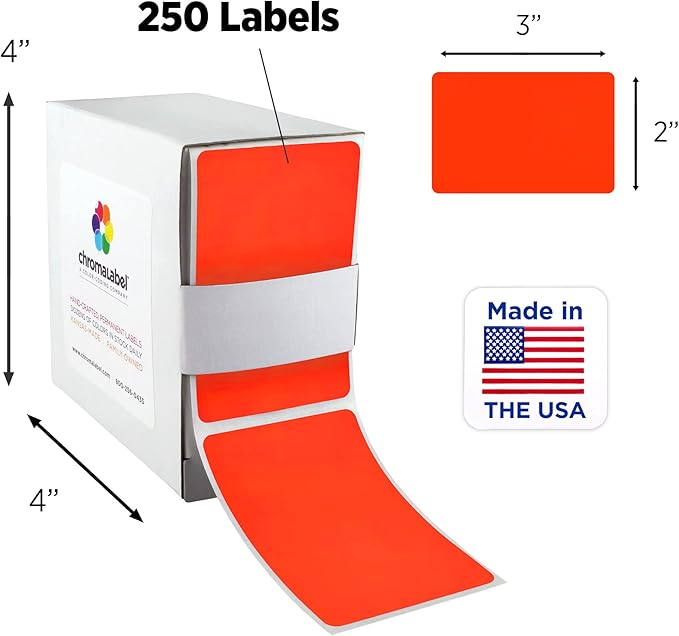 ChromaLabel 2 x 3 inch Permanent Color Code Rectangle Labels, 250 Labels per - Image 2