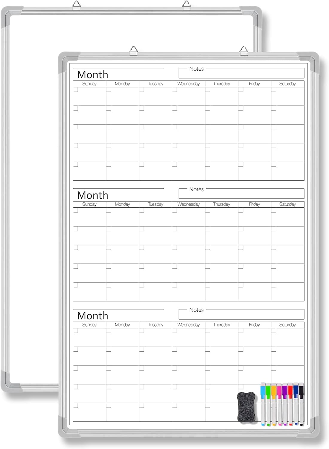 Lincia 36" x 24" Magnetic Vertical 3 Month Dry Erase Calendar