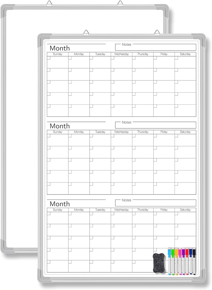 Lincia 36" x 24" Magnetic Vertical 3 Month Dry Erase Calendar by Lincia