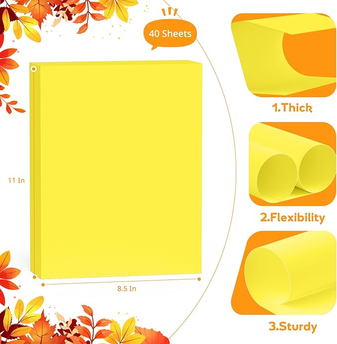 Lemon Yellow Cardstock 8.5 x 11, Bright Color Paper, 40 Sheets Yellow Paper - Image 2