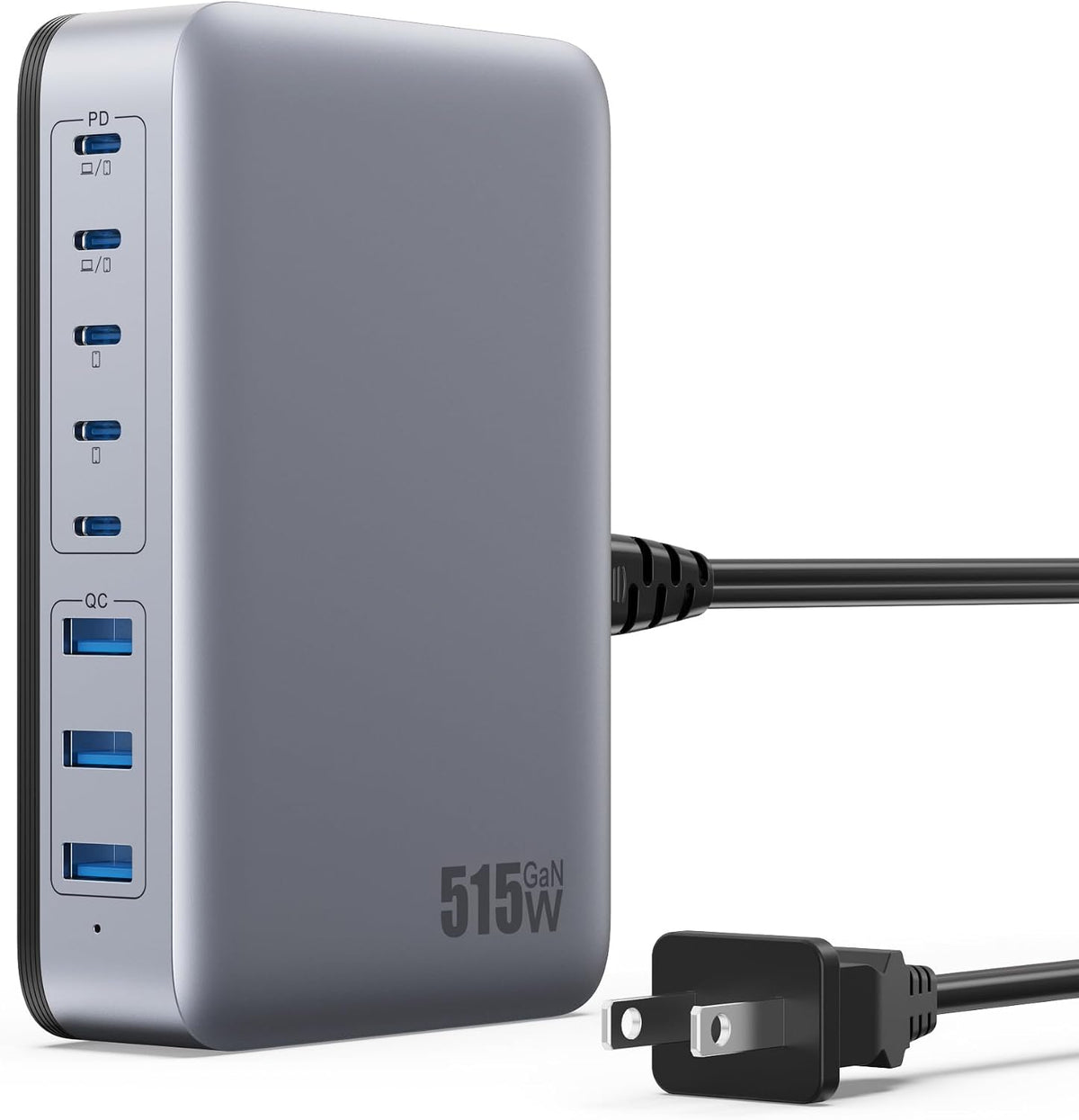 USB C Charger Block 515W GaN IV 8 Port Fast Charging Station Hub, Dual PD 100W