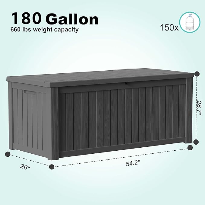 EasyUp 180 Gallon Deck Boxes Waterproof, Outdoor Large Storage Boxes - Image 2