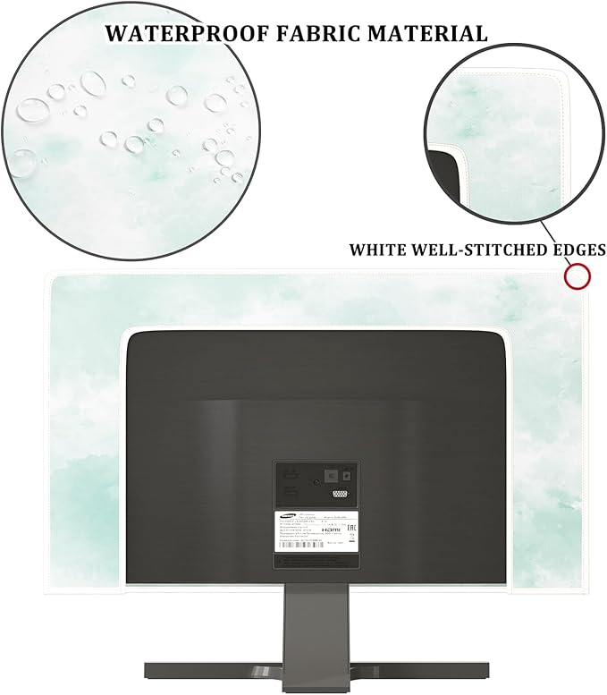 Baocicco Abstract Watercolor Waterproof TV Display Screen Cover 70 Inch Cyan - Image 3