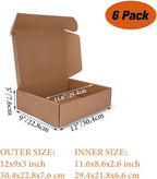 PHAREGE 12x9x3 inch Shipping Boxes 6 Pack Brown, Tab Lock Tuck Top Mailer Boxes - Image 2