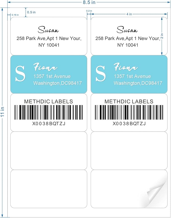 Methdic Shipping Labels 2"×4" 1000 Labels Sticker Paper - Image 2