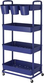 JIUYOTREE 4-Tier Plastic Rolling Storage Cart Utility Cart - Image 8