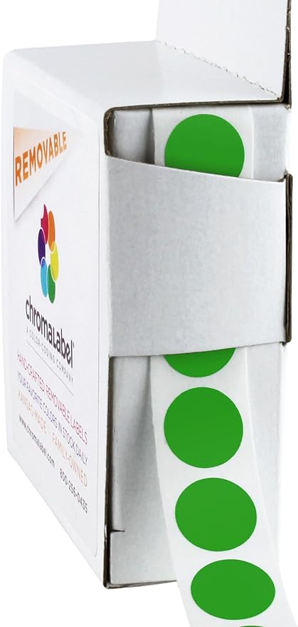 ChromaLabel 1/2 Inch Circle Labels, Removable Sticky Dots by ChromaLabel
