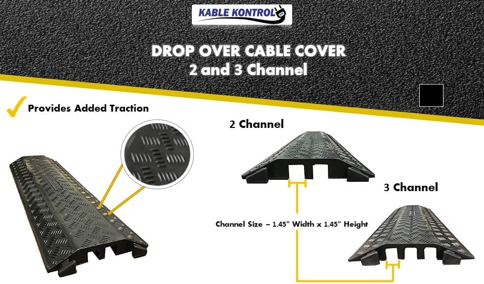 Kable Kontrol Drop Over Floor Cord Cover – 40” Inch Long 3 Channel Cable or W...