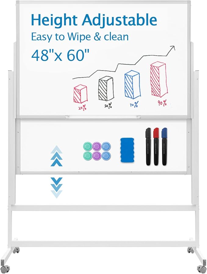 48 x 60 Inch Height Adjustable Dry Erase Whiteboard by Unknown