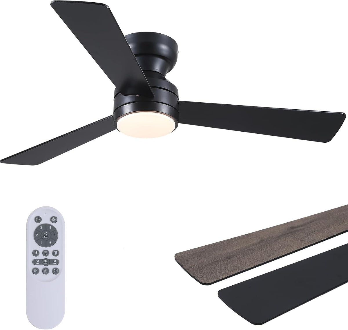 46"black modern low profile ceiling fans with led, main product view