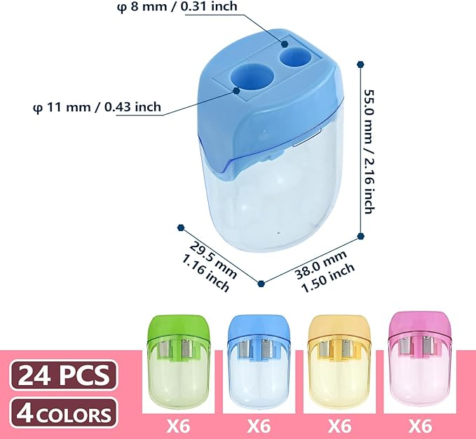 Small Pencil Sharpener for Kids, BOPART 24pcs Colored Pencil Sharpeners Manual - Image 2