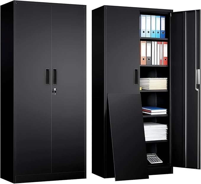 TaskStorz Metal Garage Storage Cabinets, 71” Tall Metal File Cabinet by TaskStorz