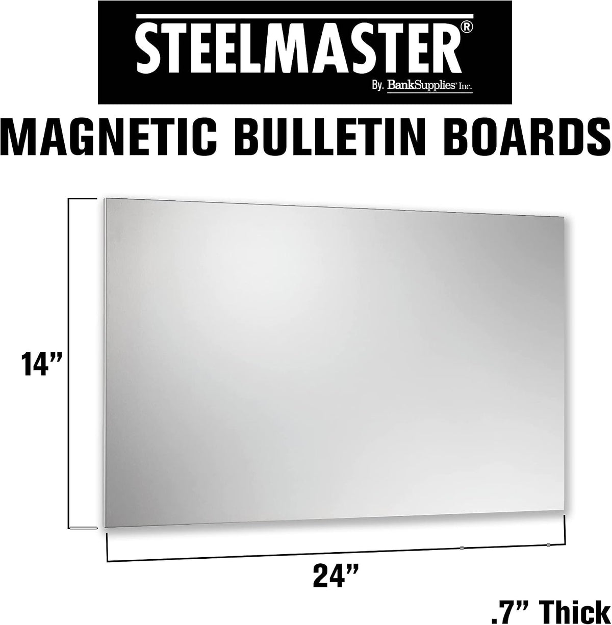 MMF Industries STEELMASTER Magnetic Bulletin Board - 24 x 14 Inches - Silver ...