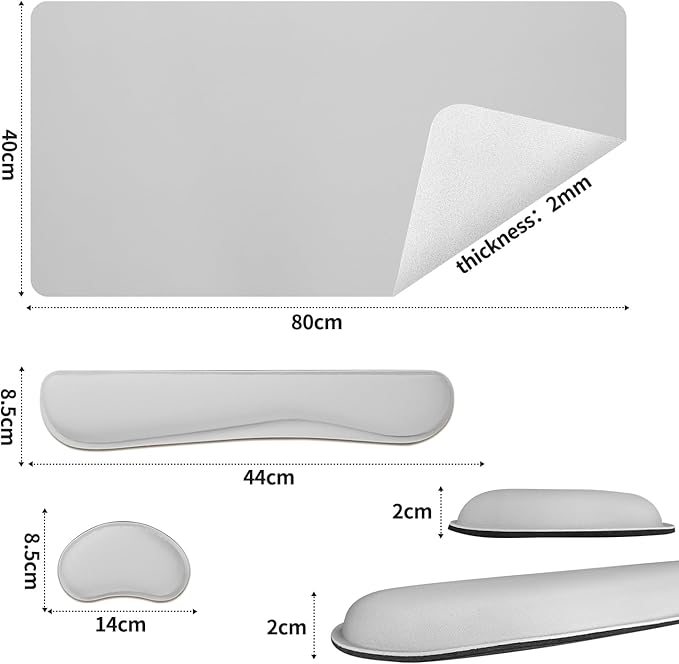Bloss Leather Desk Pad and Keyboard Wrist Rest, Large Mouse Pad + Keyboard - Image 3