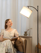 ambimall 60" modern floor lamp with beige shade, side view